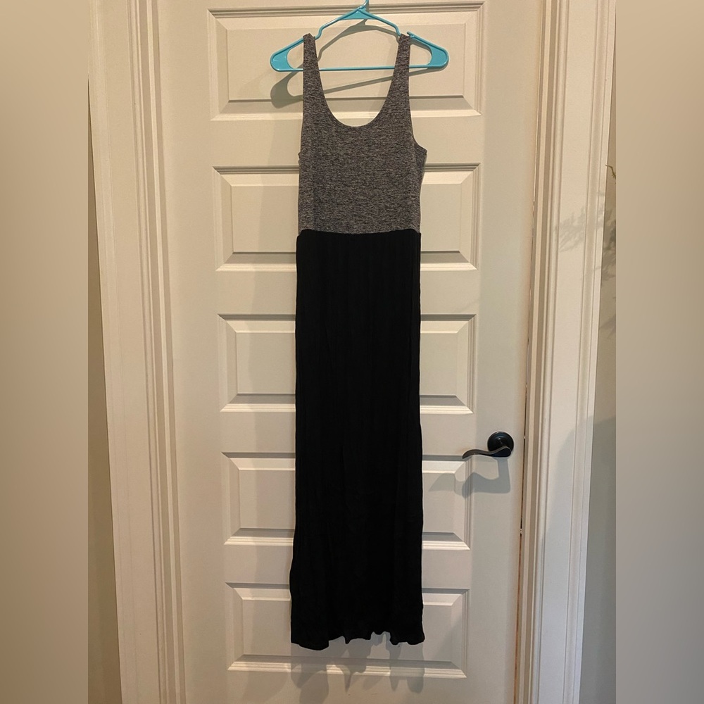 LOFT Black and Gray Maxi Dress